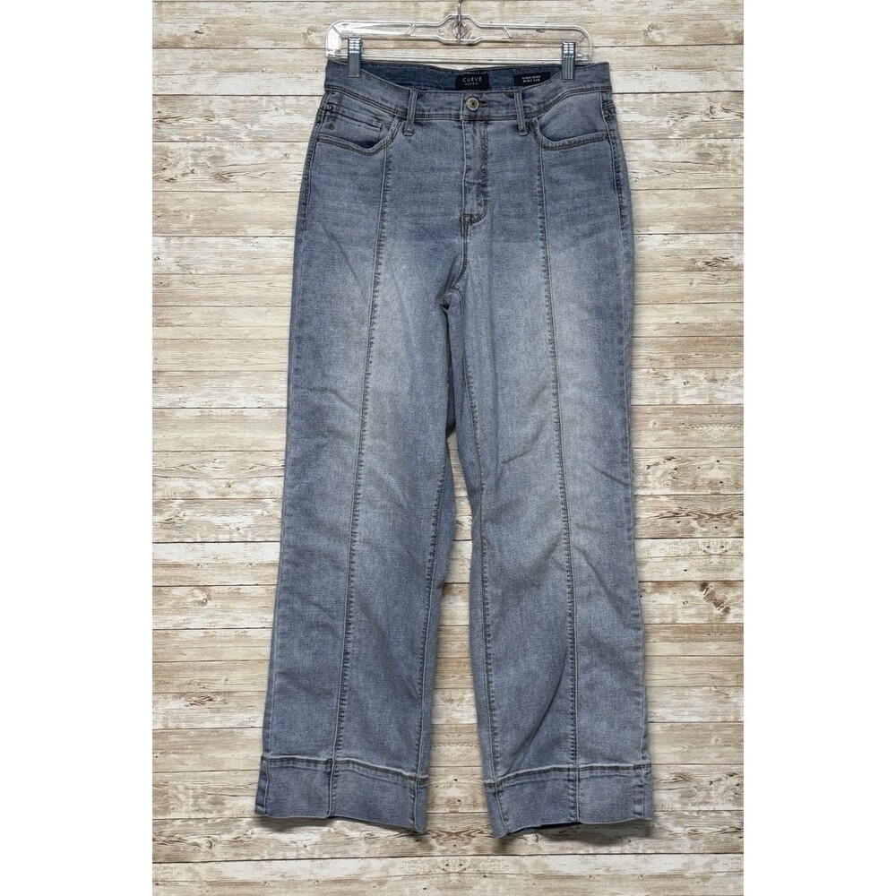 Curve Appeal High Rise Wide Leg Denim Jeans Womens 8/29 Front Seam